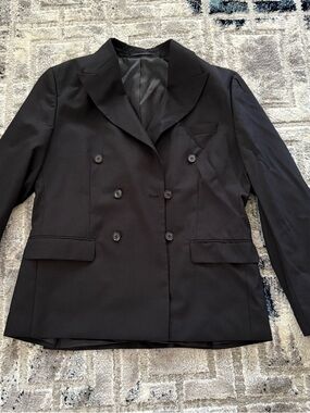 Men's Double-Breasted Black Suit Jacket